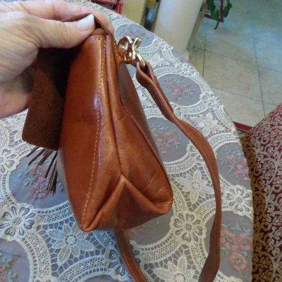 Satchel Savannah Ga Custom Made Saddle Brown Leather Foldover Crossbody Bag - Picture 11 of 15